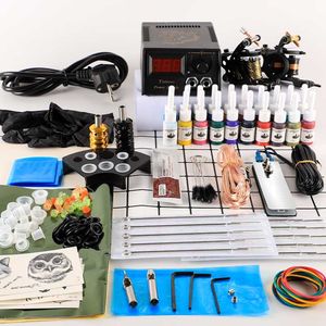 Tattoo Kit 2 Tatuagem Máquinas Gun 20 Pc Tinta Fonte de Alimentação Gripes Body Art Ferramentas Completo Definidos Acessórios Suprimentos