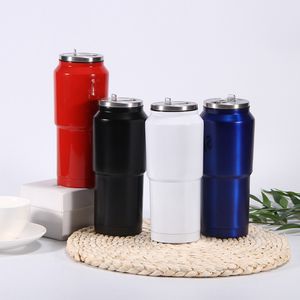 500ML Stainless Steel Straight Cup Tall Skinny Tumbler Vacuum Insulation coffee Mug Water Cups with Lid Straw Water Bottle LJJA3129