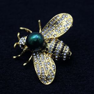 Fashion metal small animal jewelry alloy bee diamonds pearl brooch charm female jewelry