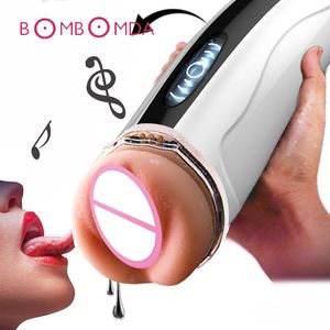 Electric Telescopic Deep Throat Heating Men Masturbator Penis Erection Trainer Realistic Vagina Pussy Masturbate Cup Sex Toy C19010501