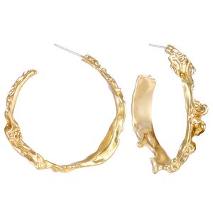 2019 New Fashion Gold Plated Irregular Hammered Hoop Stud Earrings 925 Sterling Silver Needle Personalized Earring Studs for Women Wholesale