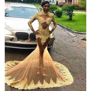 Sexy See Though Yellow Black Girls Evening Formal Dresses Long High Neck Long Sleeve Lace Unique Front Designer Prom Speical Occasion Dress