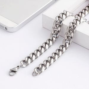 9mm 24 tum Hip-Hop Smycken Silver Tone Stainelss Steel High Polished Curb Chain Link Necklace Gratis frakt för män