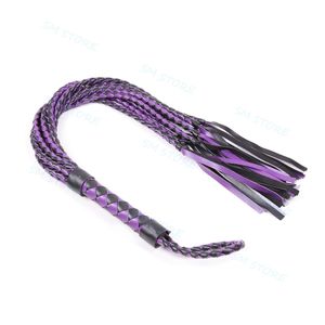 Bondage New Fantasy Läder Weave Whip Riding Crop Party Flogger Queen Sexy Game Toys 562a