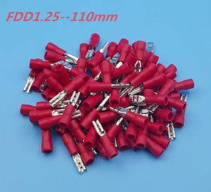 1000 sztuk Red FDD1.25-110 2.8mm16-22AWG izolowany żeński łopata drut Złącze terminalu CIMP