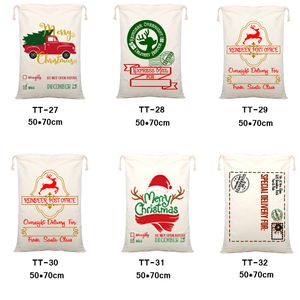 2021 Sacos de presente de Natal 50 * 70cm pesado de lona-saco de lona Santa Drawstring Bag 26 Estilo Claus Sack-Bags para crianças