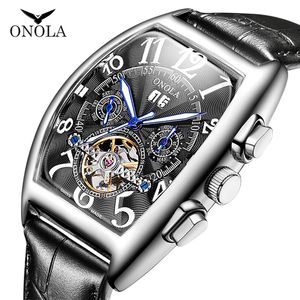 Wristwatches ONOLA Brand Automatic Mechanical Men Fashion Business wrist Unique Leather Belt high grade Gift men BOX Q240529