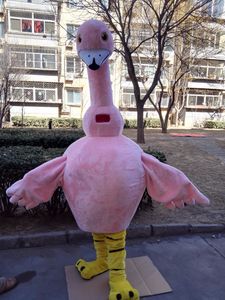 Cadılar bayramı Pembe Flamingo kuş Maskot Kostüm Yüksek Kalite Karikatür Anime tema karakter Noel Karnaval Fantezi Kostümler