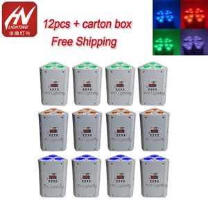 12 pcs Wireless LED Akku Uplighting Battery POTER PAR LUZ 3X18W RGBWA UV Mini Mini Wedge Para50 Wall Wall Lavar Estágio DJ DJ