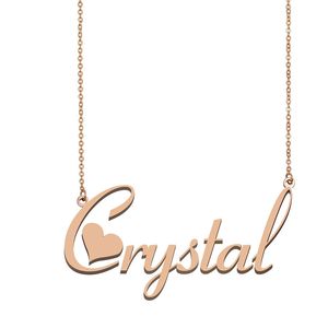 Crystal Name Necklace Pendant for Women Girls Birthday Gift Custom Nameplate Kids Best Friends Jewelry 18k Gold Plated Stainless Steel