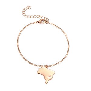 5PCS South America Country Geography Map Brazil Charm Chain Bracelets Brazilian Brasil Pride Heart Sao Paulo City Hometown Souvenir Gifts