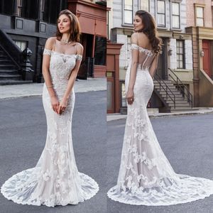 Wholesale wedding dress stunning back buttons for sale - Group buy Stunning Mermaid Lace Wedding Dresses Off The Shoulder Bridal Gowns Sweep Train Trumpet Sheer Buttons Back robe de mariée