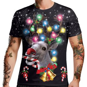 Fashion 3D T Shirts Print Christmas Mäns Kvinnor Tshirt Anime Short Sleeve Tees O-Neck Tops Cartoon Tshirt 530 Xmas Present Svart