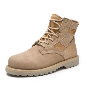 man leather waterproof desert martin boots women's scrub leather outdoor high help British short boots women