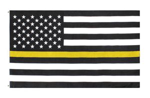 3x5Fts Thin Yellow Line flag Gold Emergency Dispatchers Truck Tow Drivers Recovery Public Safety Security Guards Loss