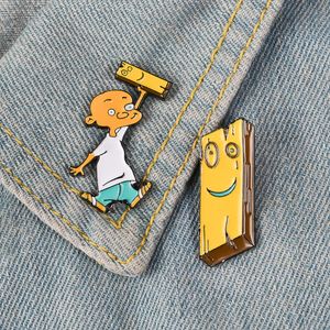 Jonny och plank emalj stift anime eene emblem brosch lapel pin denim skjorta krage barndom tecknad smycken gåva till vänner