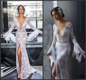 Yeni Dimitrius Dalia Mermaid Gelinlik Gelinlikler Robe De Mariée Uzun Kollu V Boyun Tam Dantel Vestito Da Sposa Boho Gelinlik