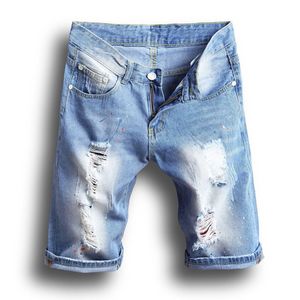 مصمم أزياء Denim Shorts مثقوب الثقوب البسيطة للرجال الصيف غير الرسمي