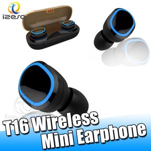 TWS T16 Bluetooth 5.0 Trådlös Headset Touch Control Earphones IPX 7 Vattentäta öronproppar Auto Paring Earpiece med laddningsfodral Izeso