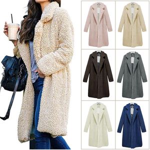 Mulheres De Pelúcia de Lã Sherpa Outerwear 8 cores Longa seção cardigan Coats moda Outono Inverno Senhora Quente Tops Roupas de Maternidade C5638