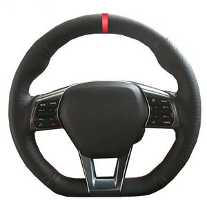 DIY preto Suede cosido à mão Car Steering Wheel Cover para Hyundai Sonata 9ª 15-19