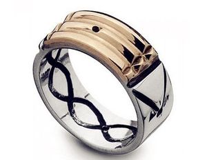 Sieben Segen S Spinnring mit Edelstahl-Talisman Amulett atlantis Ring für Frauen Männer Silber Gold zwei Farben S18101607