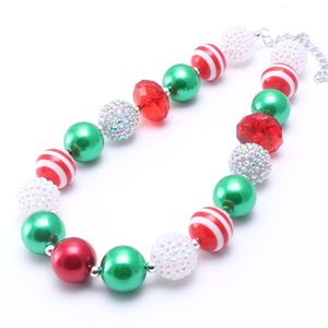 Newest Design Fashion Kid Chunky Necklace Christmas Color Bubblegum Bead Chunky Necklace Children Jewelry For Toddler Girls