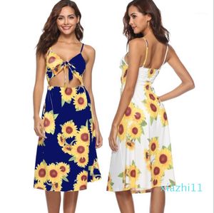 Moda Dress Sukienka Summer Cute Bow Knot Designer Plaża Seaside Wakacje Suknie Kobiety Kwiatowy One