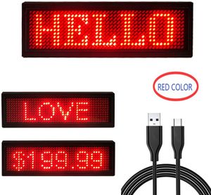 4411 Red LED Name Display Scrolling Text Message/Name Card tag Sign Advertising Board Rechargable programmable led tag