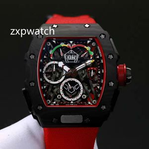 Luxry New 50-03 Watch McLaren F1 Skeleton Dial Automatic Mechanical 50-03 Mens Watch Black Carbon Fiber Case Rubber Nylon Strap WA268W