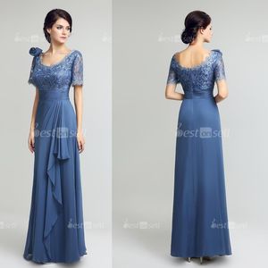 Long Steel Mother of the Bride Dresses Chiffon Lace A Line Ruffles Floor Length Mothers Dress 2020 Evening Party Gown LX2742699