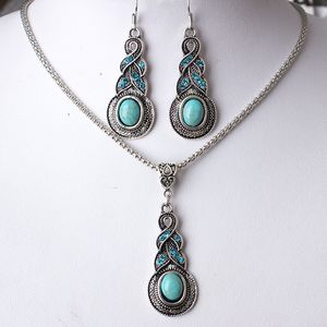 Pendant Necklace Bohemian Blue Crystal Necklaces Bijoux Collares For Women Fashion Jewelry Antique colar 2018 HOT Selling