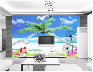 3d foto papel de parede High-end personalizado mural Silk adesivo de parede Sky seaside cenário tv sala papéis de parede para paredes papel de parede