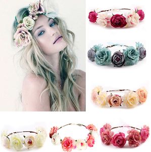 20pcs MOQ Bohemian Floral Garland Crown per la sposa da sposa damigella d'onore, bella copricapo spiaggia fiore corona accessori per capelli