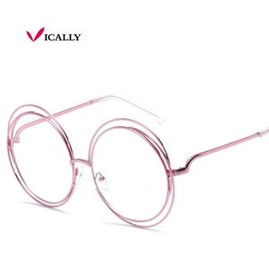 All'ingrosso-Oversize Occhiali Frame Retro Vintage Clear Lens Occhiali da vista Occhiali da vista rotondi grandi Oculos de grau femininos