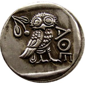 G(02)rare ancient coin Ancient Athens Greek Silver Drachm - Atena Greece Owl Drac Brass Craft Ornaments replica coins