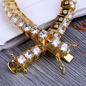 Модный и белый позолоченный Hiphop CZ Zirconia дизайнер теннисный браслет принцесса алмазные запястья цепи для мужчин хип-хоп рэпер ювелирные изделия подарок