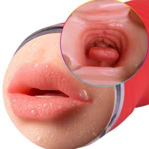 sex massager Realistic Oral 3D Deep Throat Vibrator Vagina Male Masturbators Silicone Pussy Vaginal Sex Toys for Men J0208