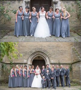 2019 brudtärna klänningar bläckblå en linje bohemisk sommarland trädgård formell bröllopsfest gästpige av ära klänningar plus storlek anpassade gjorda