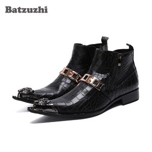 Batzuzhi mode stövlar män pekade iron toe läder fotled stövlar män chaussure homme företag läder skor botas hombre, 46