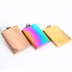 Stainless Steel 8oz Hip Flask Portable Outdoor Whisky Stoup Wine Pot Alcohol Bottles Colorful Stainless Steel Flask