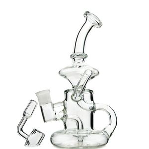 5 mm dicke Klein-Glasbong Tornado-Perkolator-Recycler-Wasserpfeifen 8-Zoll-Wasserpfeifen 14-mm-Innengewinde Öl-Dab-Rigs mit Quarz-Banger oder Schüssel