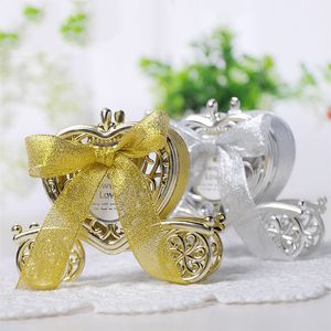 Wholesale wedding candy containers for sale - Group buy Bowknot Heart Carriage Candy Box Silver Golden Color Gifts Boxes Creative Containers For Wedding Party Favors bt E1