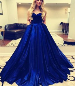 Spedizione gratuita Yousef Blue Maxi Abiti senza spalline Sweetheart Ball Gown pavimento senza maniche Zipper Velour Dra [ed d