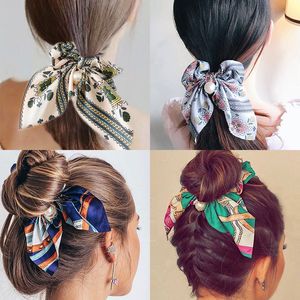 2020 Bohemian Chffion волос Scrunchies Мода Большой лук Женщины Pearl хвостик Держатель Tie волос Упругие Резинки для волос Аксессуары Головные уборы