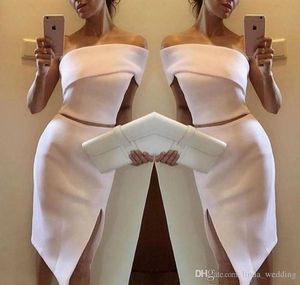 2019 Cheap One Shoulder Sheath Cocktail Dress Two Pieces Semi Club Wear Homecoming Party Gown Plus Size Custom Make