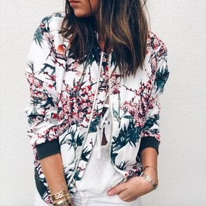 Retro Damen Casual Boho Bommer Jacke Slim Fit Revers Floral Bedruckter Reißverschluss Chinesischen Stil Jacke Outwear Streetwear Kleidung