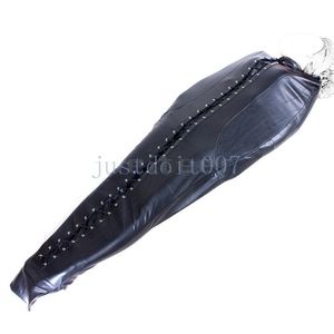 Bondage Leather Mummy Gimp Restraint Straight Jacket Sleep Bag Sack Straitjacket straps #R45