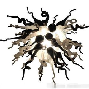 Pendant Lamps Small White and Black Chandeliers LED Bulbs Modern Art Style 100% Hand Blown Glass Pendant-Lighting Lamp