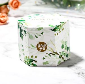 Hexagon Printed Kraft Favor Box Wedding Birthday Baby Shower Chocolate Soap Treat Gift Wrap Boxes Package Party Decoration 2.44"